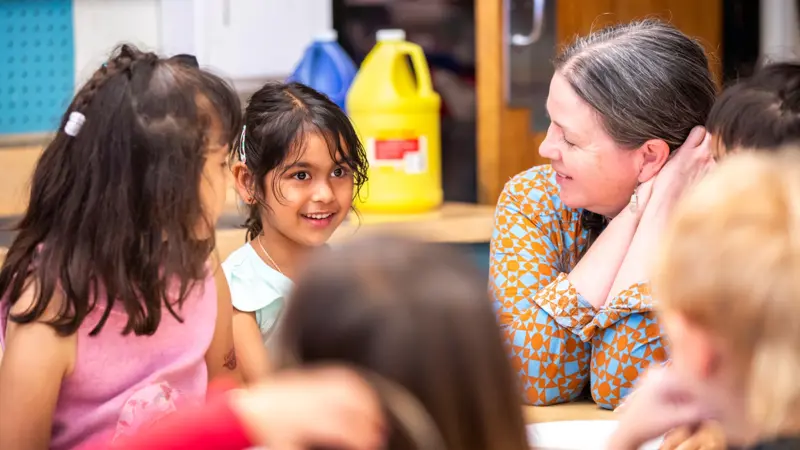 Young students and teacher in a classroom